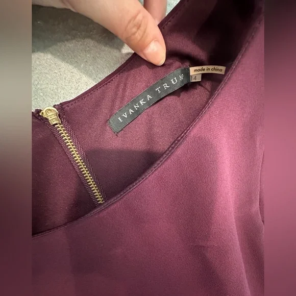 Ivanka Trump Bateau Neck Sleeveless Sheath Dress Purple Gold Accent Zipper Sz 14 - Picture 2 of 12